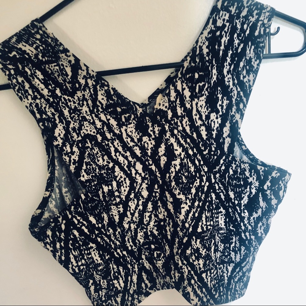 Art Deco navy blue crop top (super soft)